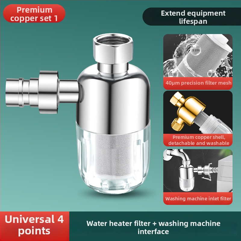 Elektrický predfilter pre ohrievač vody, nerezová oceľ, prívody vody pre ohrievač, práčku, toaletu a sprchu, odstraňovanie chlóru a zabránenie usadzovaniu, automatické plnenie vody