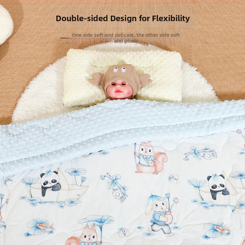 Detská deka zo syntetickej vlákniny, pletená, prispôsobiteľná pre novorodencov a malé deti, 500–800 g, na všetky ročné obdobia.