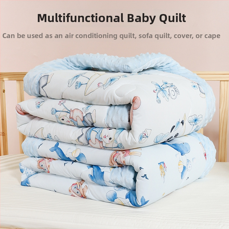 Detská deka zo syntetickej vlákniny, pletená, prispôsobiteľná pre novorodencov a malé deti, 500–800 g, na všetky ročné obdobia.