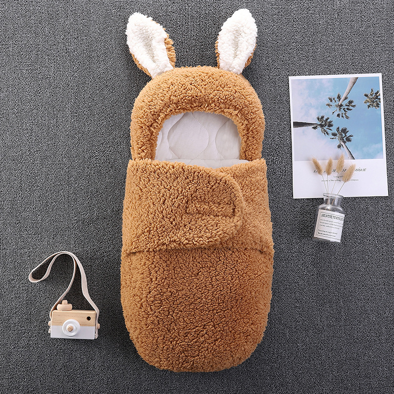 Gibettol sac de dormit pentru nou-născuți, fleece Coral, umplutură din bumbac gol, model cu animale, toate sezoanele, pentru vârsta 0–12 luni