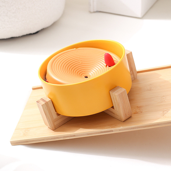 Котешки воден диспенсър със окачена купа за предотвратяване на преобръщане — керамика + дърво; произход Guangdong; код на продукта JP; за котки