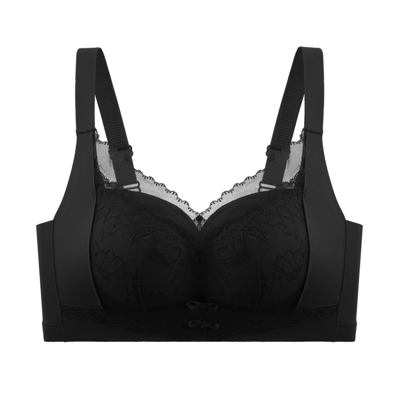 Бюстгальтер от найлон, чашка 3/4, фиксирани двойни презрамки, задно закопчаване с четири реда куки и очи, събира, повдига и осигурява странична опора, диша.