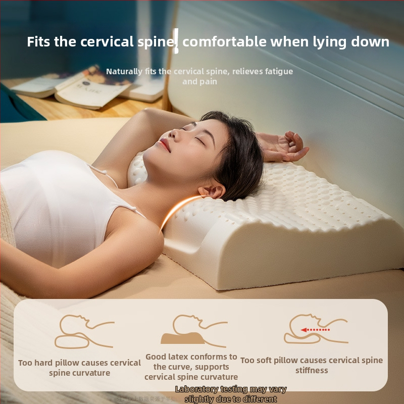 Natūrali latekso kaklo pagalvė bangų forma, latekso kiekis ≥90%, poliesterio užvalkalas, prekinis ženklas Half dark moon