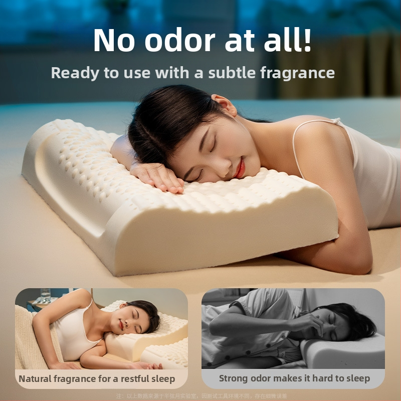 Natūrali latekso kaklo pagalvė bangų forma, latekso kiekis ≥90%, poliesterio užvalkalas, prekinis ženklas Half dark moon