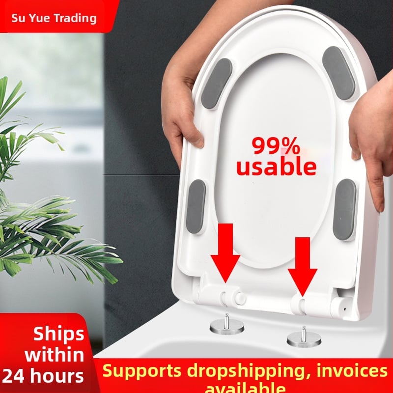 Hrubý kryt na WC so tichým zatváraním, univerzálny pre bežné toalety — materiál: PP doska; vzdialenosť montážnych otvorov: 13–17; model: cxs-2023-6-15-002