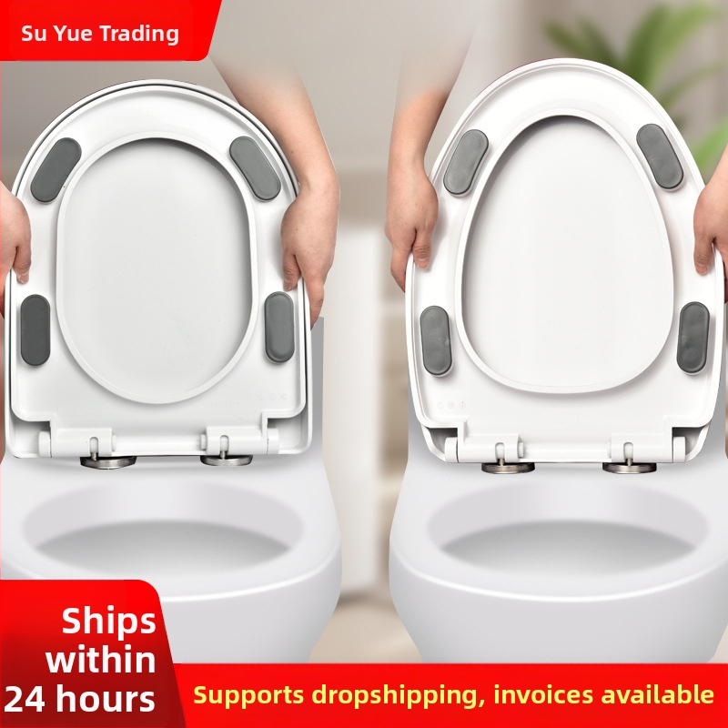 Hrubý kryt na WC so tichým zatváraním, univerzálny pre bežné toalety — materiál: PP doska; vzdialenosť montážnych otvorov: 13–17; model: cxs-2023-6-15-002