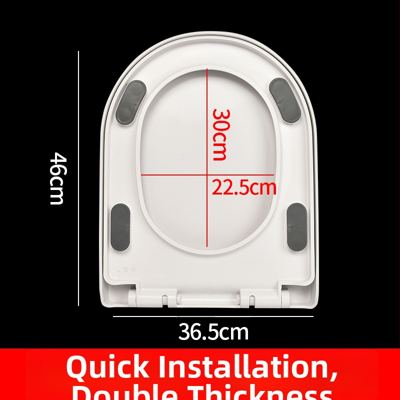 Hrubý kryt na WC so tichým zatváraním, univerzálny pre bežné toalety — materiál: PP doska; vzdialenosť montážnych otvorov: 13–17; model: cxs-2023-6-15-002