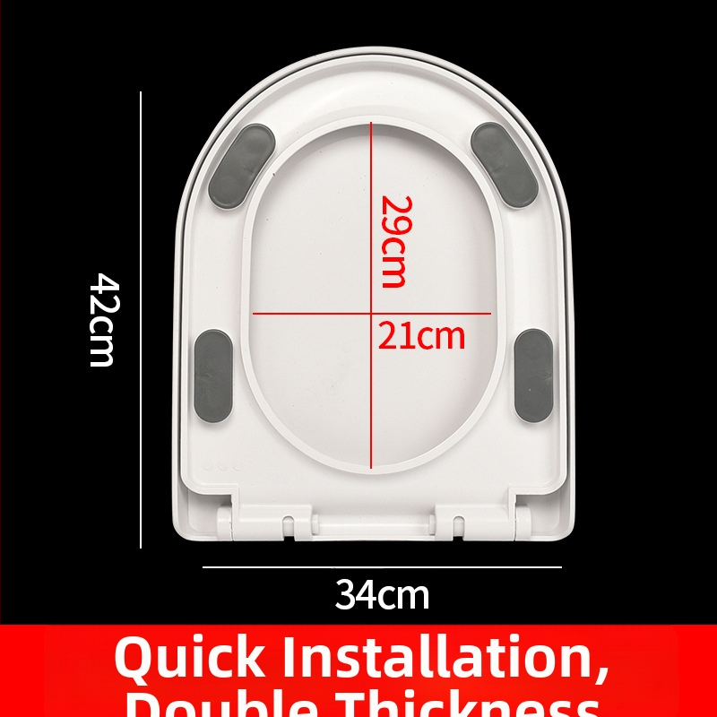 Hrubý kryt na WC so tichým zatváraním, univerzálny pre bežné toalety — materiál: PP doska; vzdialenosť montážnych otvorov: 13–17; model: cxs-2023-6-15-002
