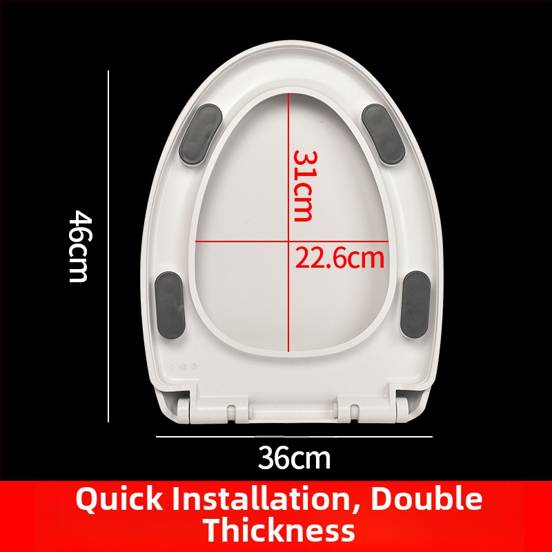 Hrubý kryt na WC so tichým zatváraním, univerzálny pre bežné toalety — materiál: PP doska; vzdialenosť montážnych otvorov: 13–17; model: cxs-2023-6-15-002