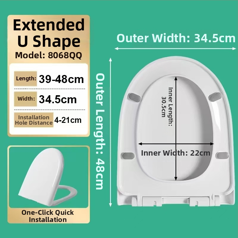 Hrubý kryt na WC so tichým zatváraním, univerzálny pre bežné toalety — materiál: PP doska; vzdialenosť montážnych otvorov: 13–17; model: cxs-2023-6-15-002