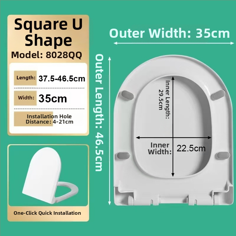 Hrubý kryt na WC so tichým zatváraním, univerzálny pre bežné toalety — materiál: PP doska; vzdialenosť montážnych otvorov: 13–17; model: cxs-2023-6-15-002