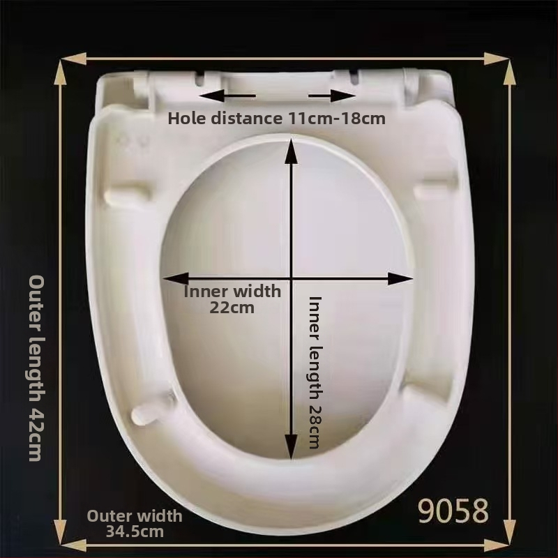 Hrubý kryt na WC so tichým zatváraním, univerzálny pre bežné toalety — materiál: PP doska; vzdialenosť montážnych otvorov: 13–17; model: cxs-2023-6-15-002