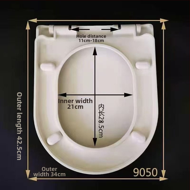 Hrubý kryt na WC so tichým zatváraním, univerzálny pre bežné toalety — materiál: PP doska; vzdialenosť montážnych otvorov: 13–17; model: cxs-2023-6-15-002