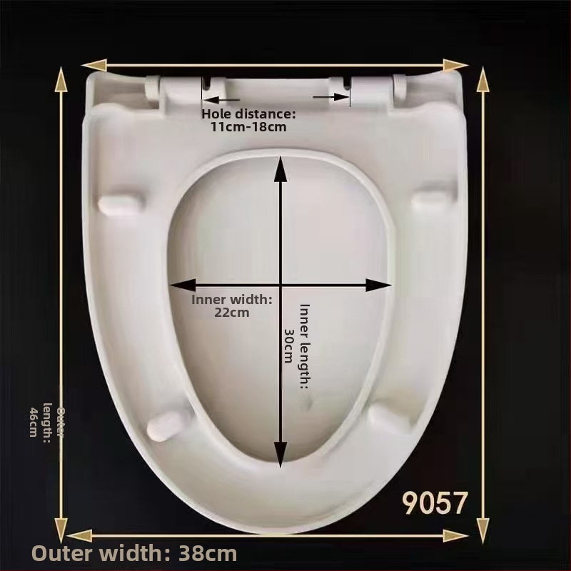 Hrubý kryt na WC so tichým zatváraním, univerzálny pre bežné toalety — materiál: PP doska; vzdialenosť montážnych otvorov: 13–17; model: cxs-2023-6-15-002