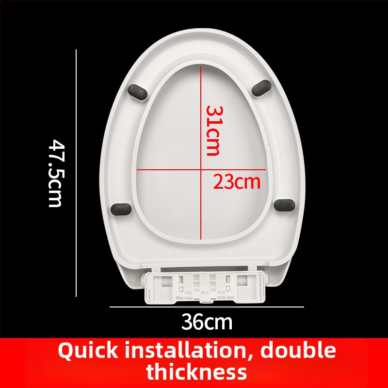 Hrubý kryt na WC so tichým zatváraním, univerzálny pre bežné toalety — materiál: PP doska; vzdialenosť montážnych otvorov: 13–17; model: cxs-2023-6-15-002
