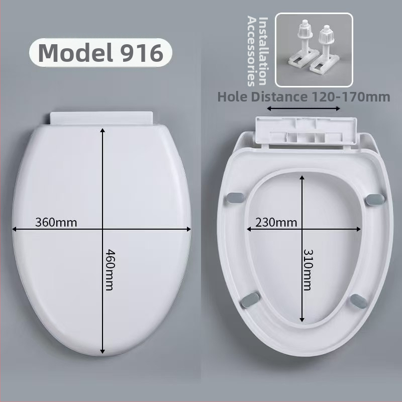 Hrubý kryt na WC so tichým zatváraním, univerzálny pre bežné toalety — materiál: PP doska; vzdialenosť montážnych otvorov: 13–17; model: cxs-2023-6-15-002