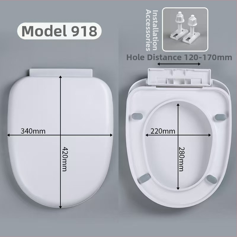 Hrubý kryt na WC so tichým zatváraním, univerzálny pre bežné toalety — materiál: PP doska; vzdialenosť montážnych otvorov: 13–17; model: cxs-2023-6-15-002