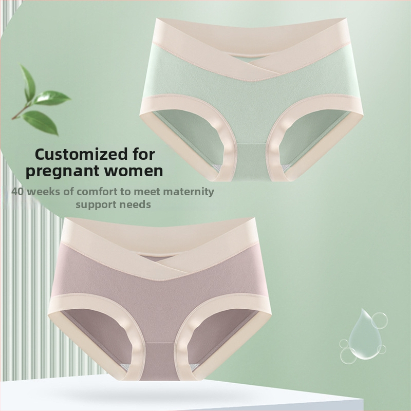 Tehotenské spodné prádlo z modalu, nízky pás, podpora bruška, farebný blok vzor, pletené šortky (Modal 90–95%, Bavlna 100%, Tkanina 50 count)