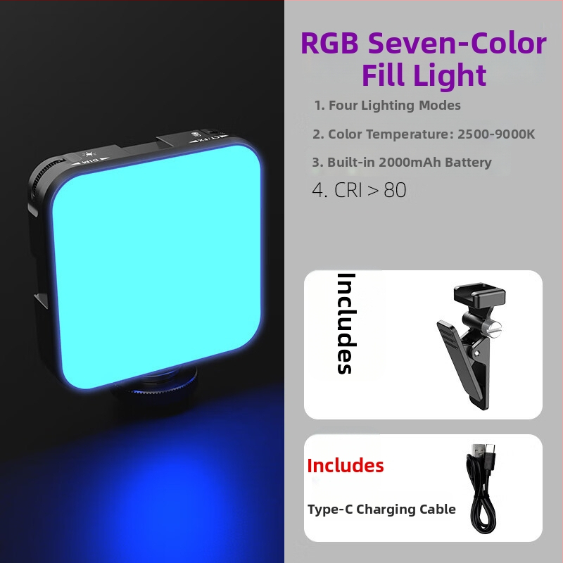 LED ръчно осветление за снимане и стрийминг — с регулируема температура на светлината, 3W, захранване 5V/1A, за мобилни телефони и DSLR, настолно използване