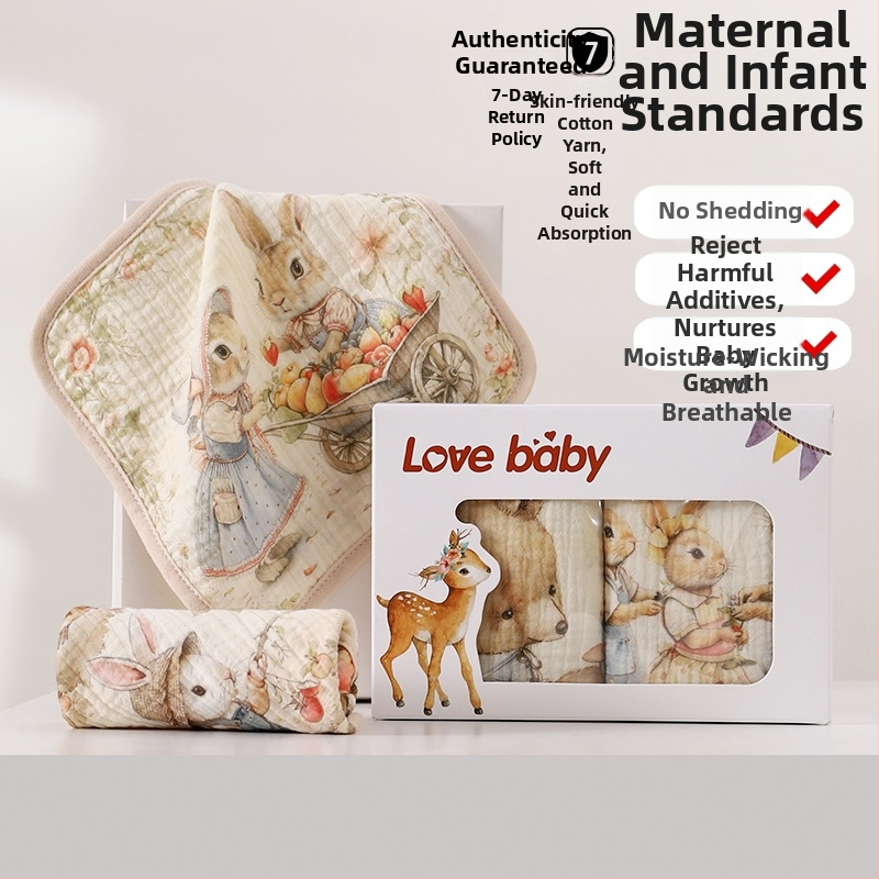 Detská utierka na sliny, štvorvrstvová bavlnená gáza, absorbujúca, pre deti 0–3 roky, Bezpečnostná trieda A