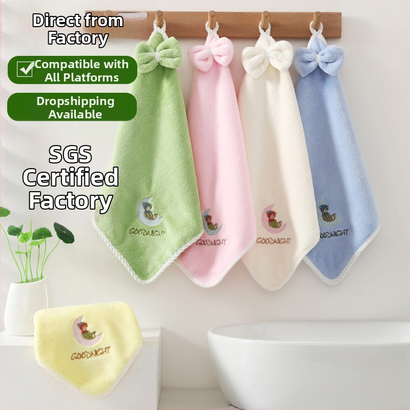 Moon Bear detský uterák, korálový flís materiál, 0–5 s vstrebávanie vody, vyšívané logo Moon Bear, uterák na sušenie vlasov, 45 g