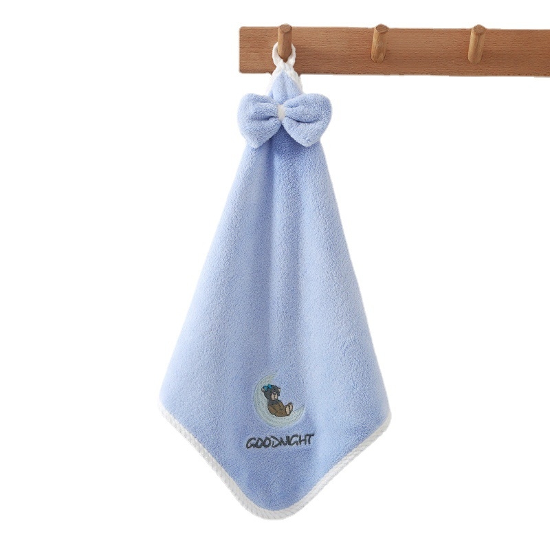 Moon Bear detský uterák, korálový flís materiál, 0–5 s vstrebávanie vody, vyšívané logo Moon Bear, uterák na sušenie vlasov, 45 g