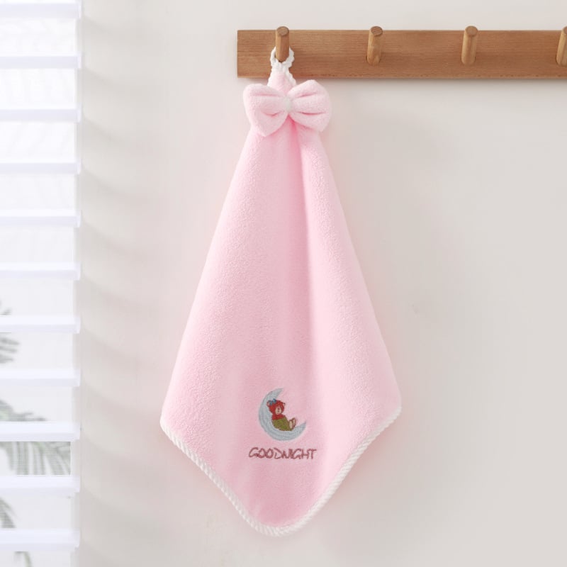 Moon Bear detský uterák, korálový flís materiál, 0–5 s vstrebávanie vody, vyšívané logo Moon Bear, uterák na sušenie vlasov, 45 g