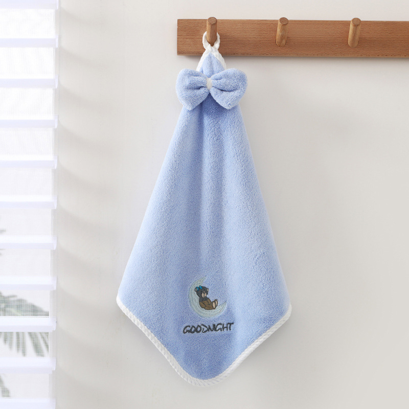Moon Bear detský uterák, korálový flís materiál, 0–5 s vstrebávanie vody, vyšívané logo Moon Bear, uterák na sušenie vlasov, 45 g