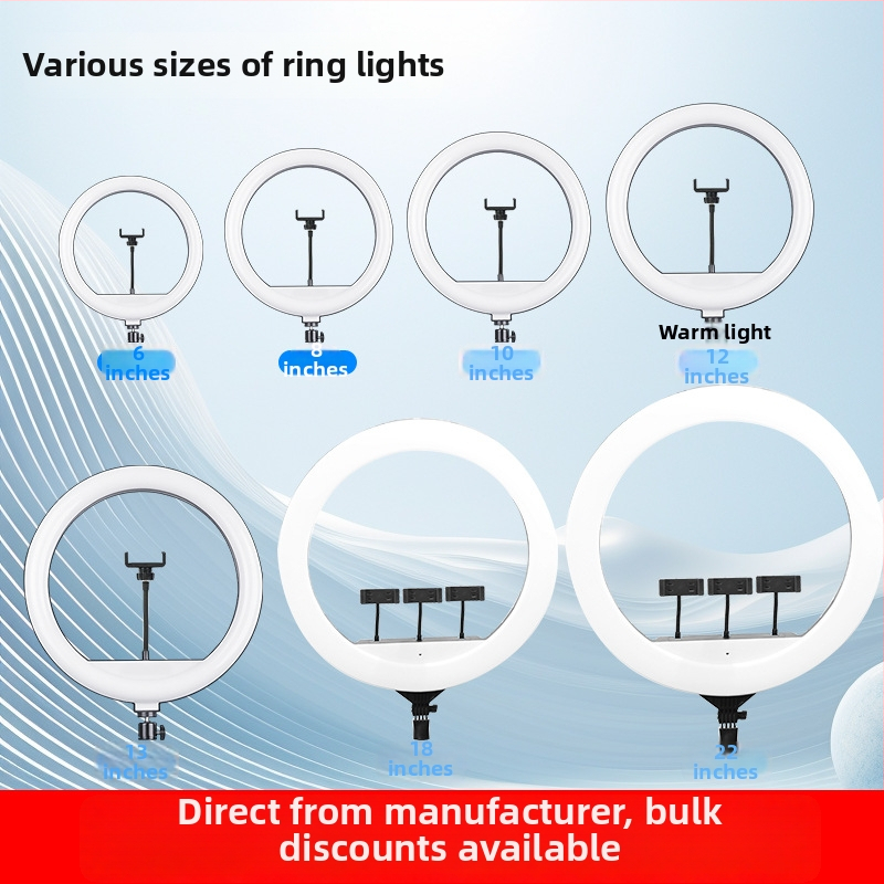 LED пръстен осветление за жив стрийминг и fotografия, 3 температури на светлината, 10–50W, 220V, персонализирана обработка