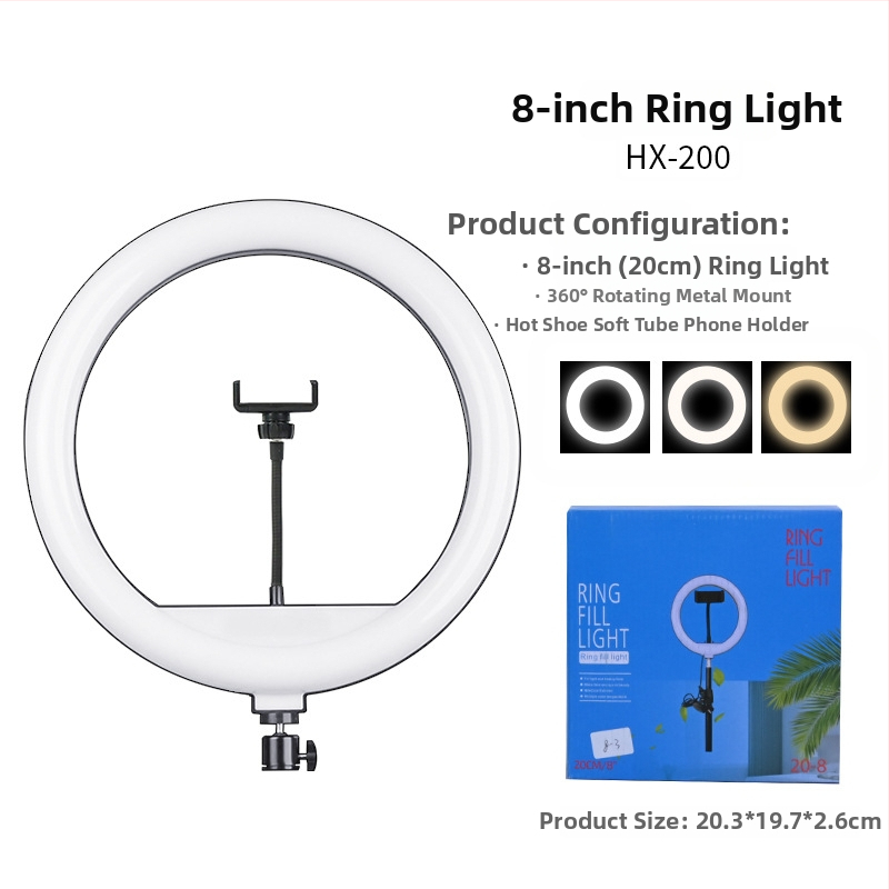 LED пръстен осветление за жив стрийминг и fotografия, 3 температури на светлината, 10–50W, 220V, персонализирана обработка