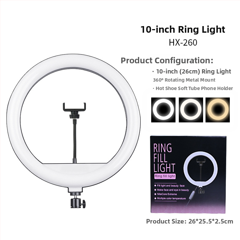 LED пръстен осветление за жив стрийминг и fotografия, 3 температури на светлината, 10–50W, 220V, персонализирана обработка