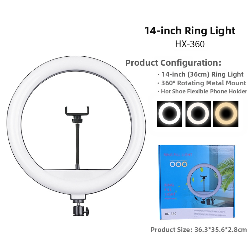 LED пръстен осветление за жив стрийминг и fotografия, 3 температури на светлината, 10–50W, 220V, персонализирана обработка