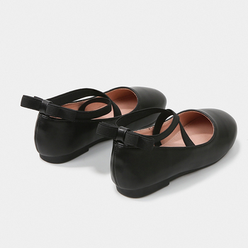 Dievčenské tanečné topánky z PU kože, štýl princezná, elastický pásik na zapínanie, jednofarebný vzor, podrážka z teľacej šľachy