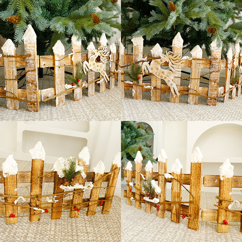 Micul gard din lemn pentru decor de masă de Crăciun — stil modern minimalist, lemn, cod Bswl