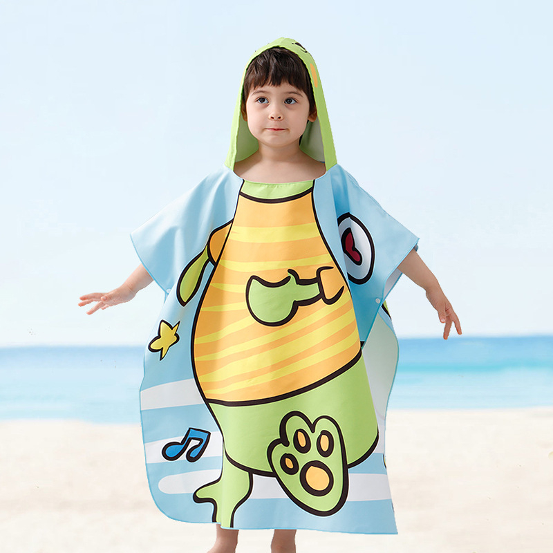 Детска хавлия за баня с качулка – абсорбираща, принтована тъкан с двустранно кадифено покритие; основен компонент 87%, вторичен 13%; GSM 200–300 g/m²; персонализиране: Да