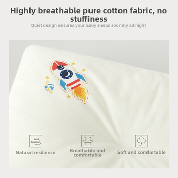 Detská spánková vankúš s jadrom z 100% bavlny, výplň z polyesterových vlákien, obdĺžnikový tvar, výška jadra 5,1–10 cm, hmotnosť 0,55–1,0 kg