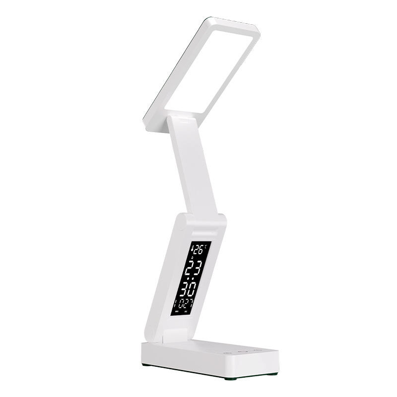 Sklopná stolná lampa s hodinami a zabudovaným power bankom, dotykový vypínač, 7W, CRI ≥95, CE certifikát