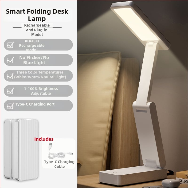 Sklopná stolná lampa s hodinami a zabudovaným power bankom, dotykový vypínač, 7W, CRI ≥95, CE certifikát