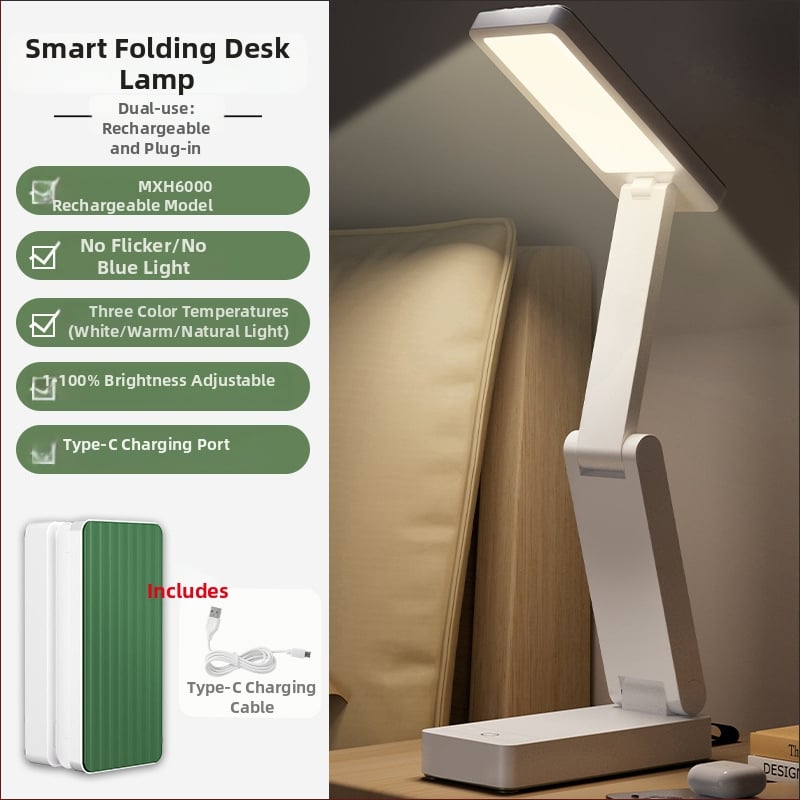 Sklopná stolná lampa s hodinami a zabudovaným power bankom, dotykový vypínač, 7W, CRI ≥95, CE certifikát