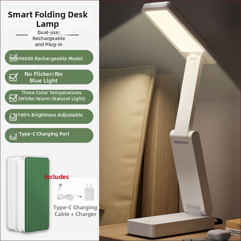 Sklopná stolná lampa s hodinami a zabudovaným power bankom, dotykový vypínač, 7W, CRI ≥95, CE certifikát