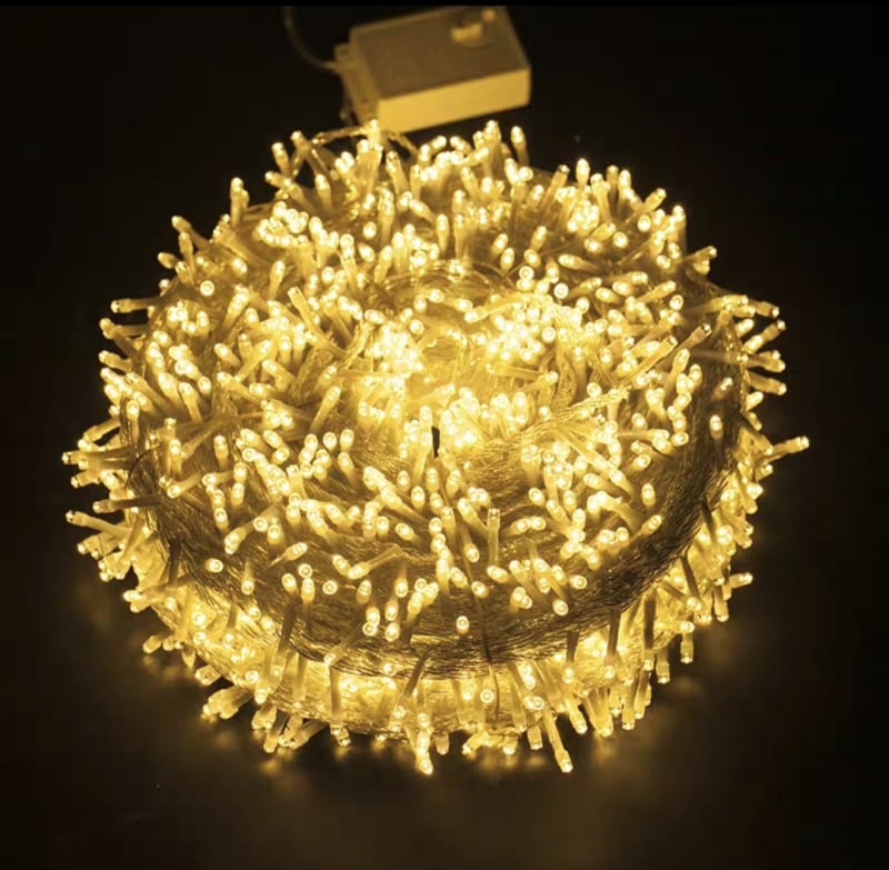 LED vonkajšie reťazové svetlá, IP44 vodotesné, 120 LED, 220V vstup, stmievateľné s ovládačom