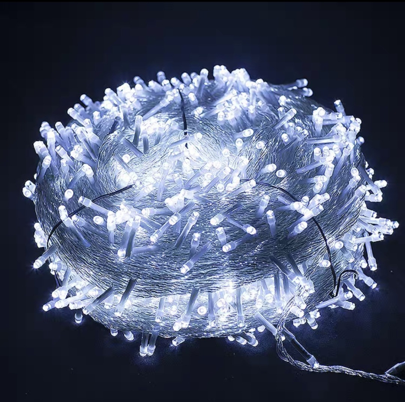 LED vonkajšie reťazové svetlá, IP44 vodotesné, 120 LED, 220V vstup, stmievateľné s ovládačom