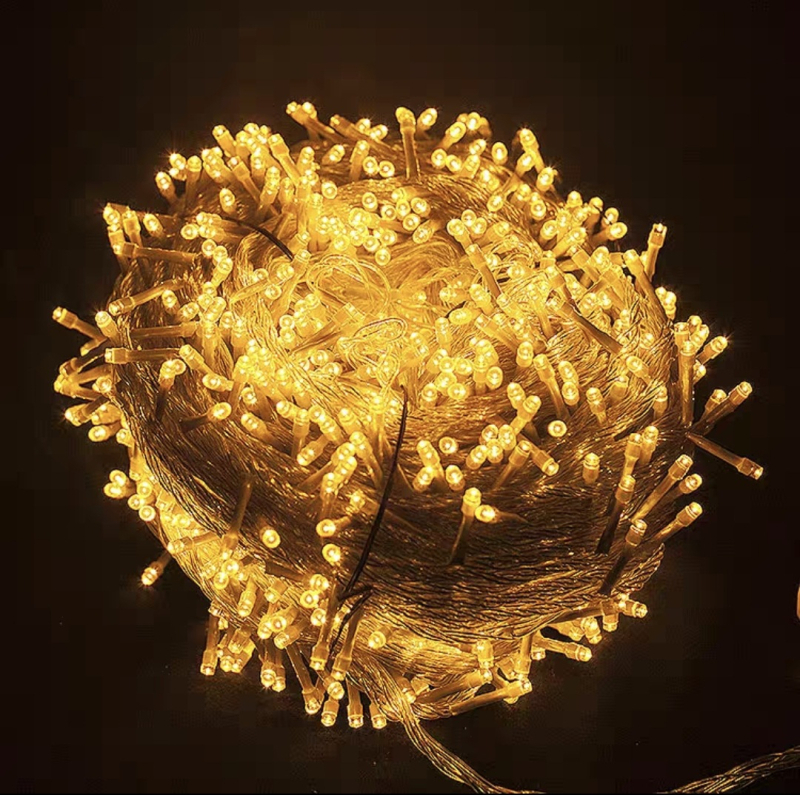 LED vonkajšie reťazové svetlá, IP44 vodotesné, 120 LED, 220V vstup, stmievateľné s ovládačom