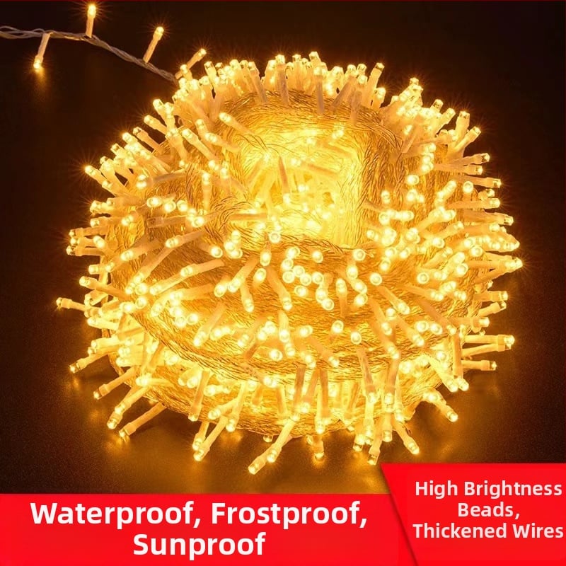 LED vonkajšie reťazové svetlá, IP44 vodotesné, 120 LED, 220V vstup, stmievateľné s ovládačom