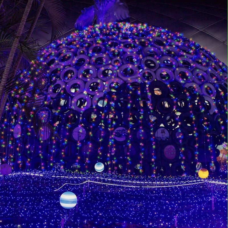 LED vonkajšie reťazové svetlá, IP44 vodotesné, 120 LED, 220V vstup, stmievateľné s ovládačom