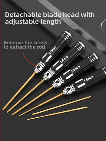 Set šesťuholníkových skrutkovačov pre model lietadla 1.27/1.3/1.5/2.5 mm, 6‑uholník