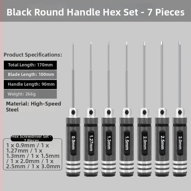 Set šesťuholníkových skrutkovačov pre model lietadla 1.27/1.3/1.5/2.5 mm, 6‑uholník