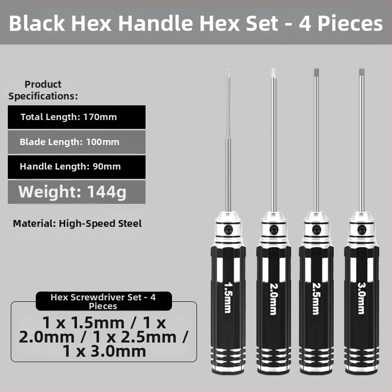 Set šesťuholníkových skrutkovačov pre model lietadla 1.27/1.3/1.5/2.5 mm, 6‑uholník