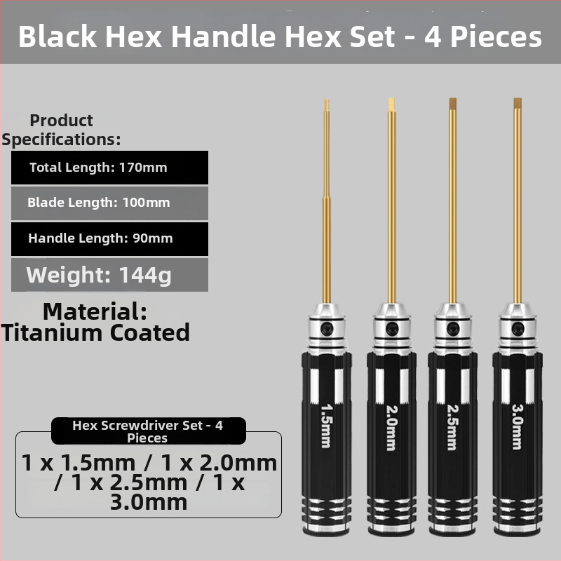 Set šesťuholníkových skrutkovačov pre model lietadla 1.27/1.3/1.5/2.5 mm, 6‑uholník