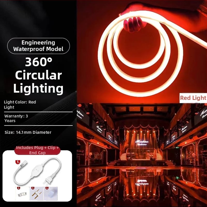 LED kruhový svetelný pás - silikónová flexibilná, vonkajšia vodotesná reklamná lišta (Nie je dovážané; Žiadne osvedčenie; Nie je všeobecný platiteľ DPH)